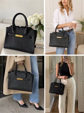 Elegant Black Satchel with Gold Accent Hardware by Melanie Lyne